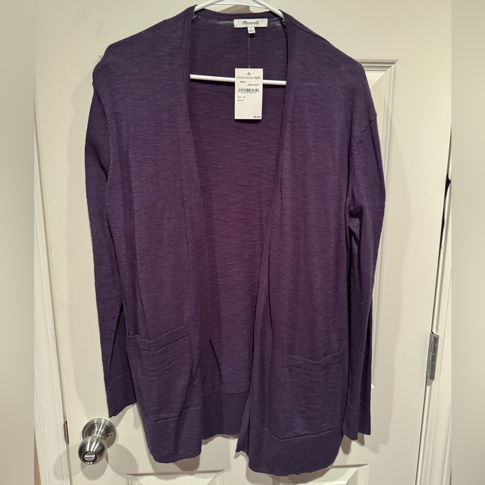 Madewell Deep Purple Cardigan Sweater Lightweight Knit